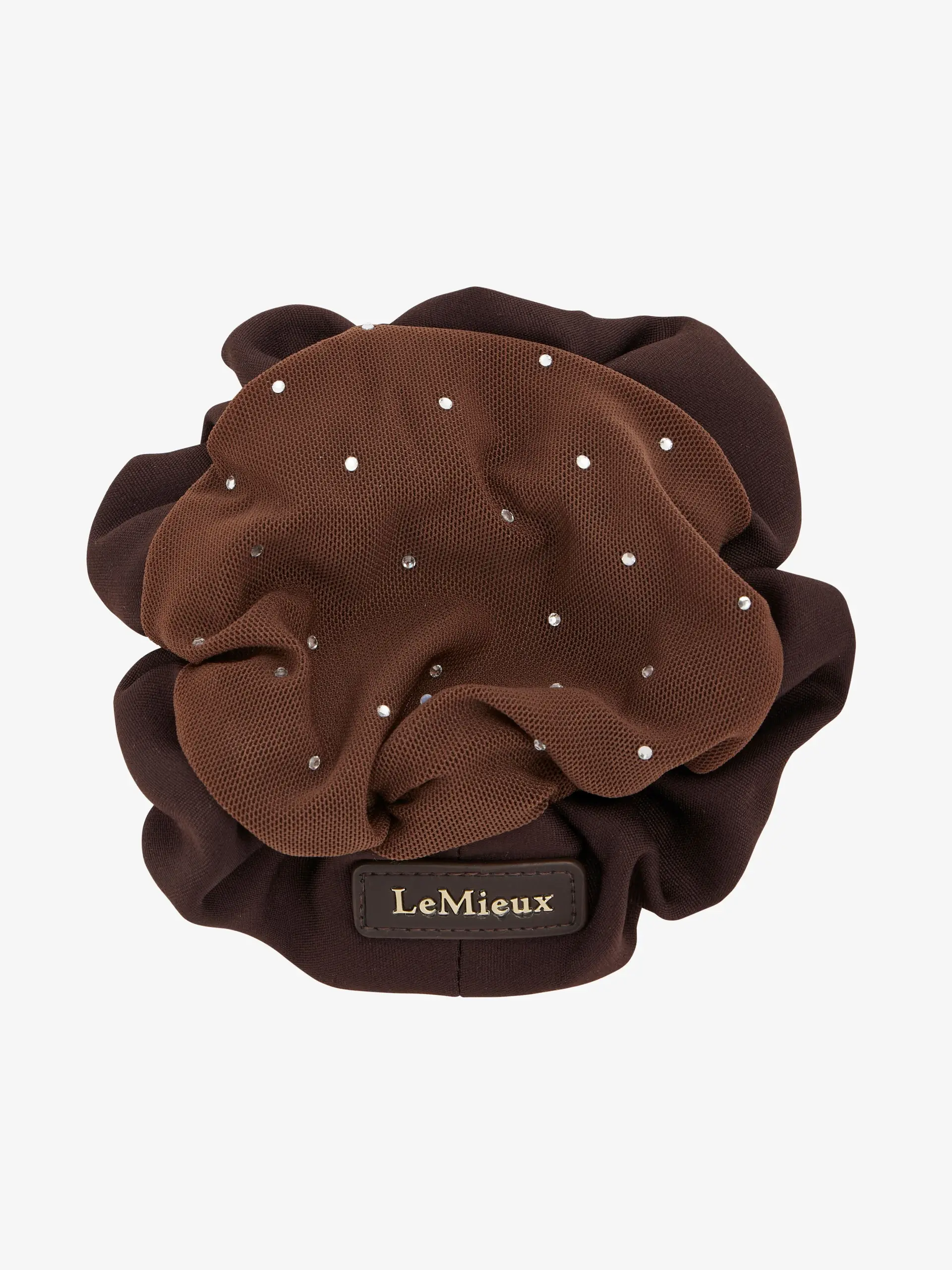 Scrunchie with Crystal Hair Net Brown/Brown