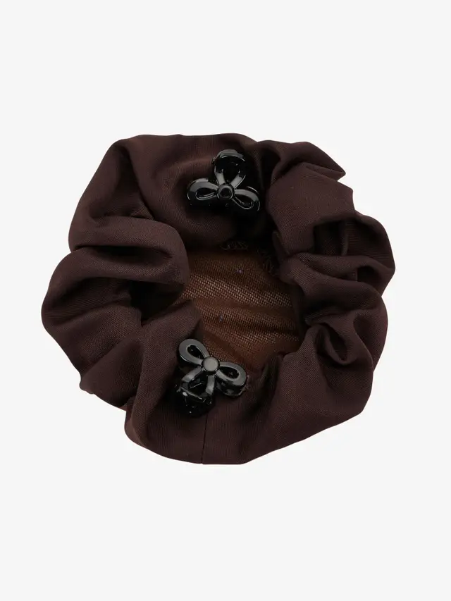 Scrunchie with Crystal Hair Net Brown/Brown - Afbeelding 2